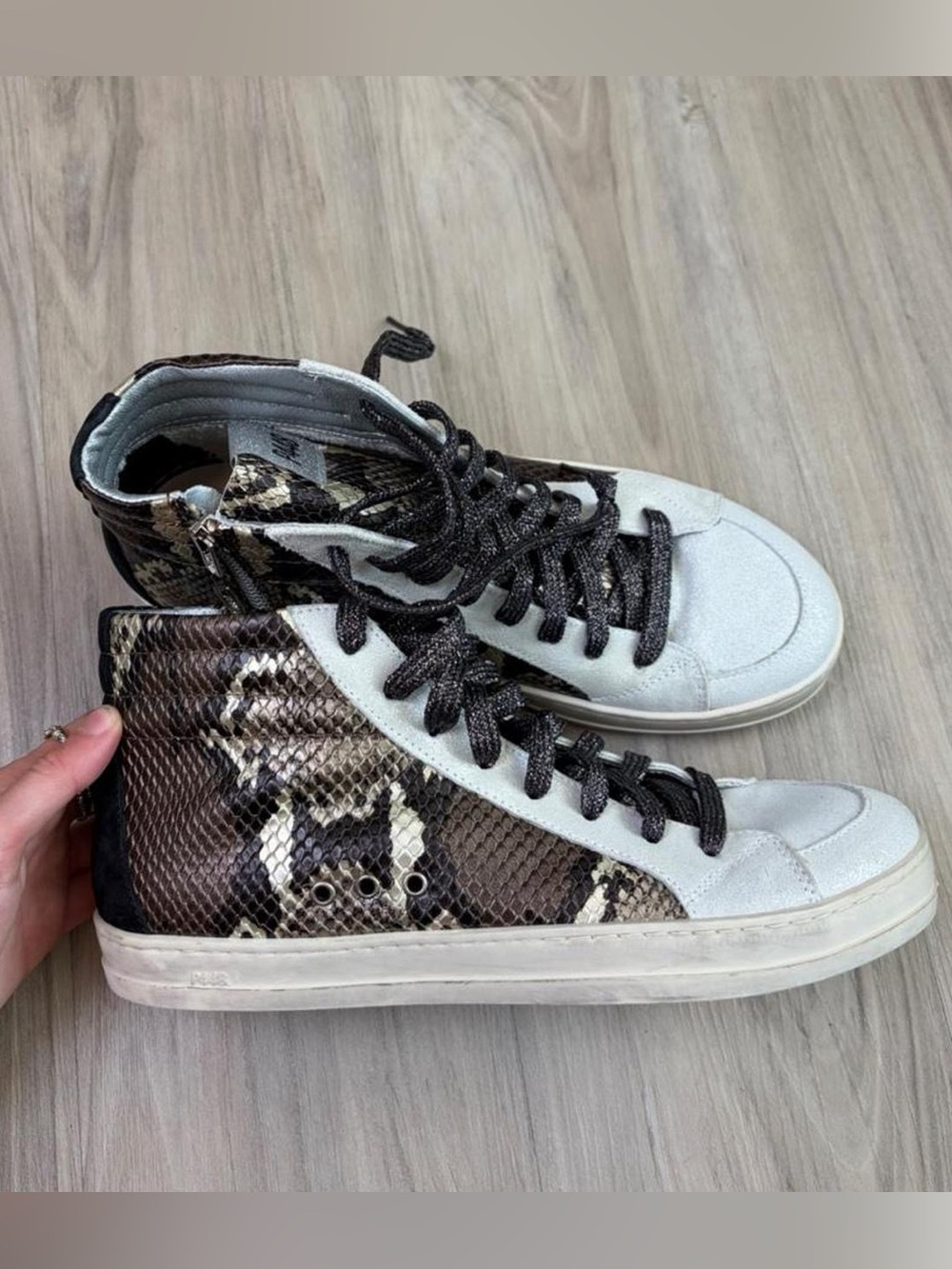 P448 snakeskin sparkle high top sneakers